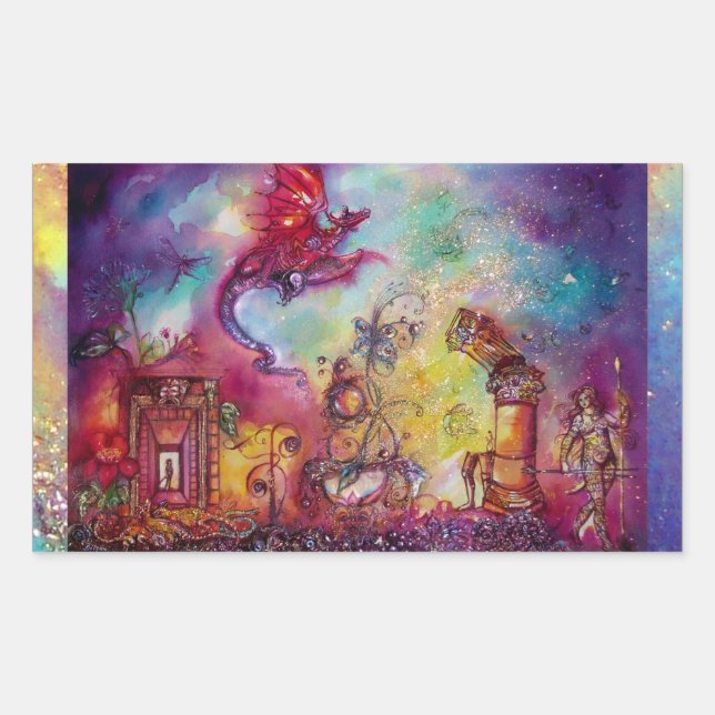 GARDEN OF THE LOST SHADOWS / FLYING RED DRAGON RECTANGULAR STICKER (Front)