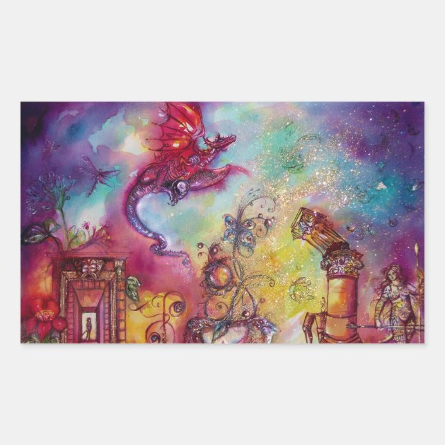 GARDEN OF THE LOST SHADOWS / FLYING RED DRAGON RECTANGULAR STICKER (Front)