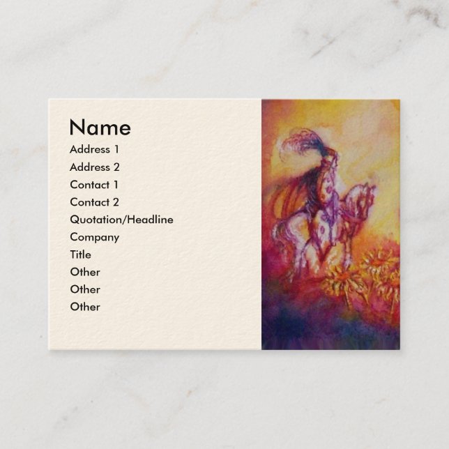 GARDEN OF THE LOST SHADOWS,KNIGHT,HORSE,RED DRAGON BUSINESS CARD (Front)