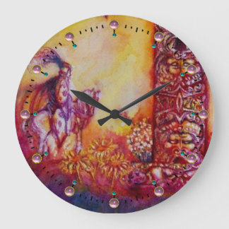 GARDEN OF THE LOST SHADOWS-KNIGHT ON HORSEBACK LARGE CLOCK