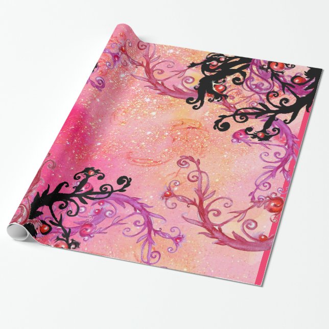 GARDEN OF THE LOST SHADOWS / MAGIC BERRIES IN PINK WRAPPING PAPER (Unrolled)