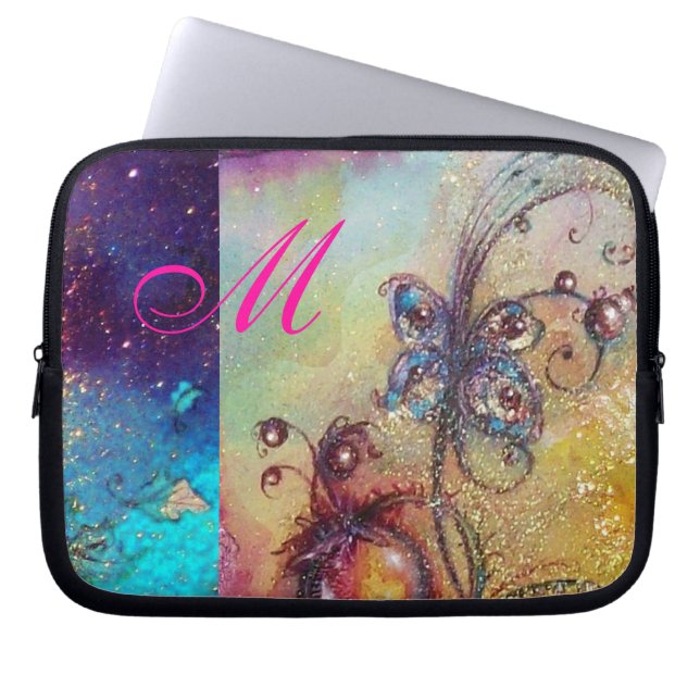 GARDEN OF THE LOST SHADOWS -MAGIC BUTTERFLY PLANT LAPTOP SLEEVE (Front)