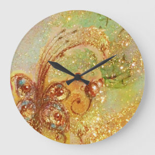 GARDEN OF THE LOST SHADOWS,MAGIC BUTTERFLY PLANT LARGE CLOCK