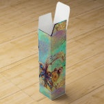 GARDEN OF THE LOST SHADOWS MAGIC BUTTERFLY PLANT WINE BOX<br><div class="desc">Elegant, colourful, whimsical monogram design, vibrant magical beauty, sparkling fantasy flowers in bright aqua blue, turquoise , teal green , orange yellow colours, gold sparkles. Mixed media painting with golden and silver foil .The theme concerns archetypes and mediaeval alchemic symbolism .This is a distilled vision from occidental and oriental collective...</div>