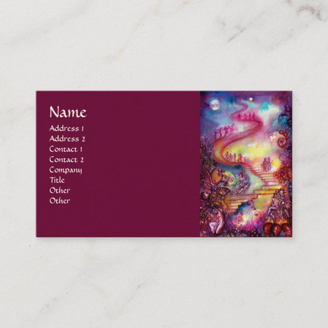 GARDEN OF THE LOST SHADOWS / MAGIC STAIRS pink red Business Card (Front)