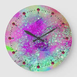 GARDEN OF THE LOST SHADOWS -pink purple violet Large Clock