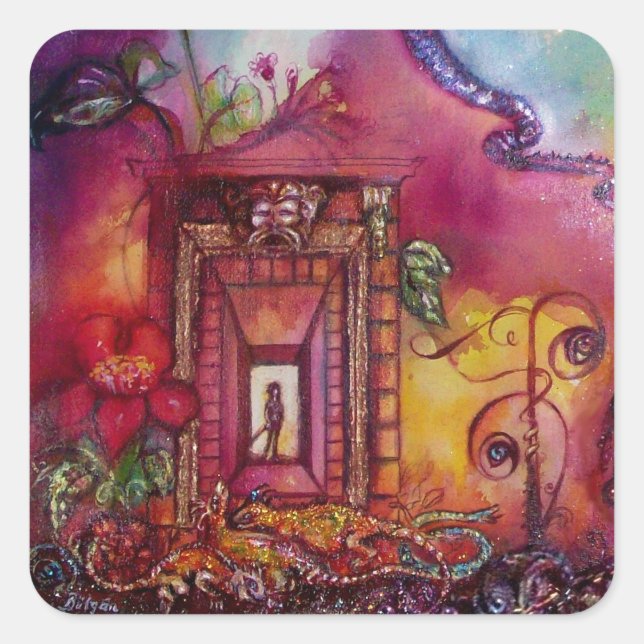 GARDEN OF THE LOST SHADOWS -SERPENTS AND IGUANAS SQUARE STICKER (Front)