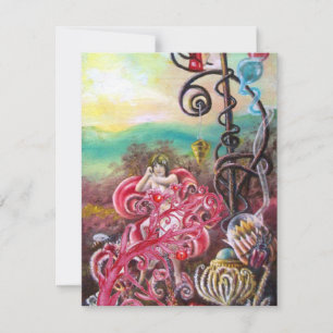 GARDEN OF THE MELISSA, bright red ,pink green Invitation