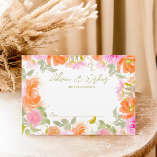 Garden orange boho wildflowers graduation enclosure card