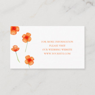 Garden orange flowers. Simple Wedding details Enclosure Card