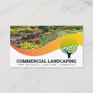 Garden Outdoors Tree Logo Landscaping Business Card