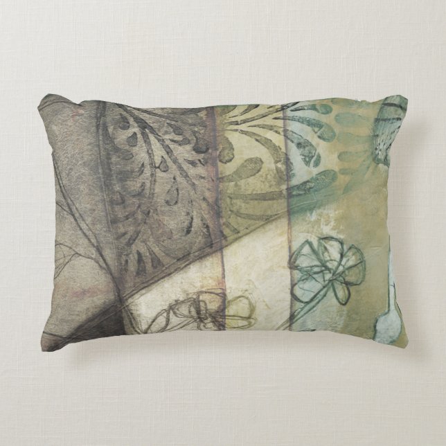 Garden Panel with Leaves, Flowers, and Grass Decorative Cushion (Front)