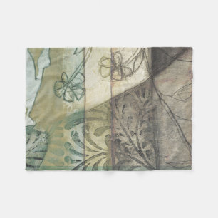 Garden Panel with Leaves, Flowers, and Grass Fleece Blanket