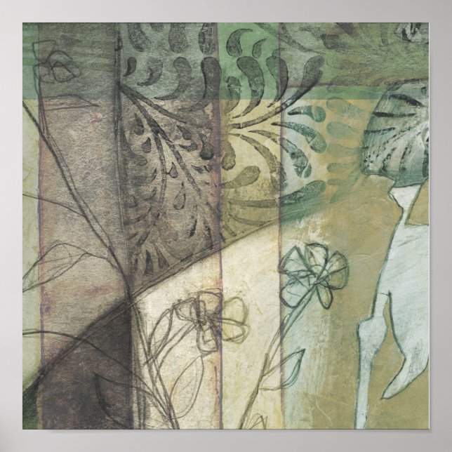 Garden Panel with Leaves, Flowers, and Grass Poster (Front)