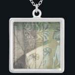 Garden Panel with Leaves, Flowers, and Grass Silver Plated Necklace<br><div class="desc">A pleasant garden panel that features leaves,  flowers,  and grass in an abstract sketching. The mix of colours draws the eye,  with plenty going on in the painting. An easy conversation starter that could find a welcome place on your wall!</div>