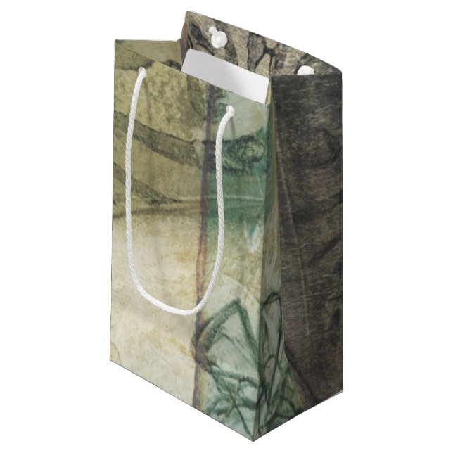 Garden Panel with Leaves, Flowers, and Grass Small Gift Bag (Front Angled)