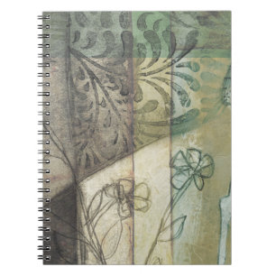 Garden Panel with Leaves, Flowers, and Grass Spiral Notebook