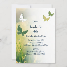 Garden Party 4th Birthday Invitation Card