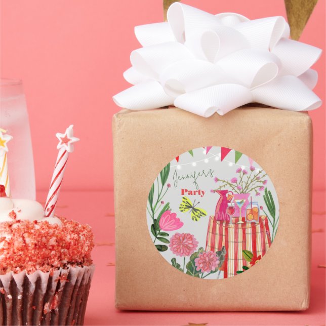 Garden Party Birthday  Classic Round Sticker (Party)