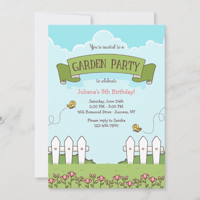 Garden Party Birthday Invitation (Front)