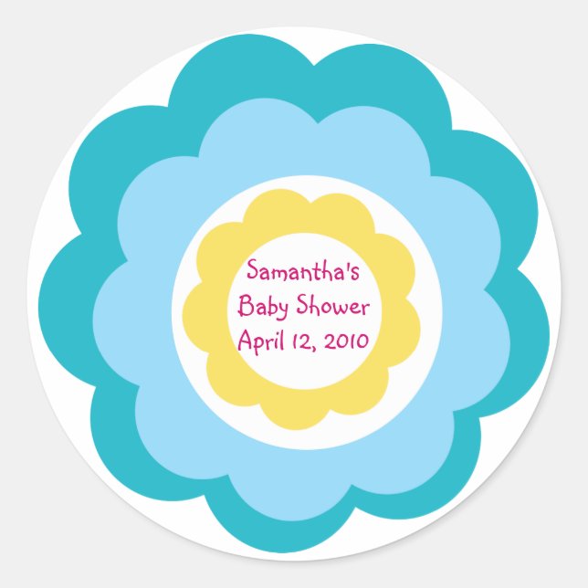 Garden Party Blue Flower Envelope Seal Sticker (Front)