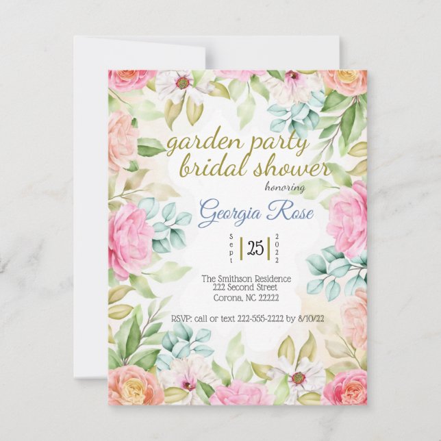 Garden Party Bridal Shower Invitation (Front)