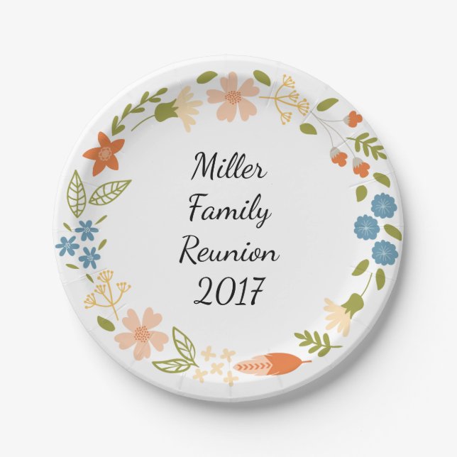 Garden Party Floral Personalised Paper Plates (Front)