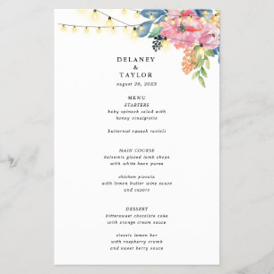 Garden Party, Flowers and Twinkle Lights Menu
