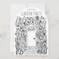 GARDEN PARTY Flowers Door Hand-Drawn Doodle