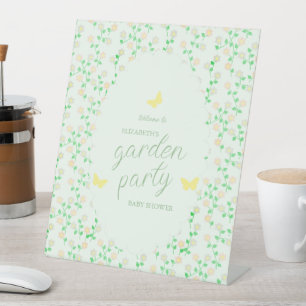 Garden Party Gender Neutral Baby Shower Pedestal Sign