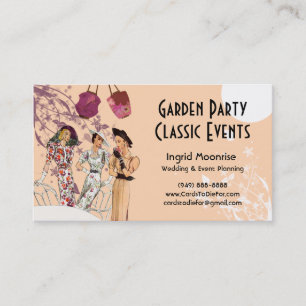 Garden Party in Peach and Plum Business Card