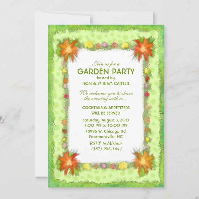 Garden Party Invitation - Floral Border (Front)