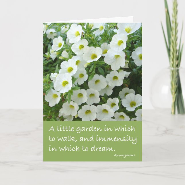 Garden Party Invitation, Trailing Flowers, White Card (Front)