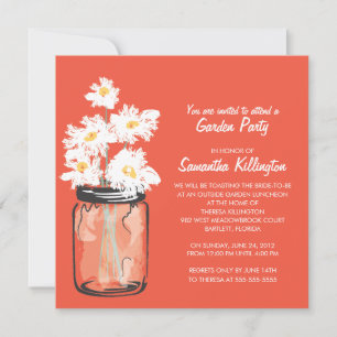 Garden Party Mason Jar & White Daisies Invitation