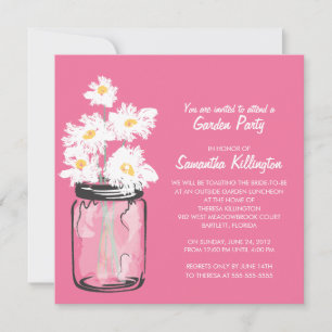 Garden Party Mason Jar & White Daisies Invitation