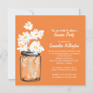 Garden Party Mason Jar & White Daisies Invitation