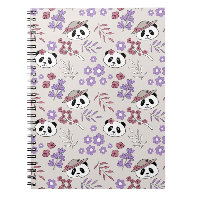 Garden Party Pandas - 1000Pandas by Amanda Roos Notebook (Front)