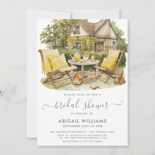 Garden Party Picnic Lemon Citrus Bridal Shower Invitation (Front)