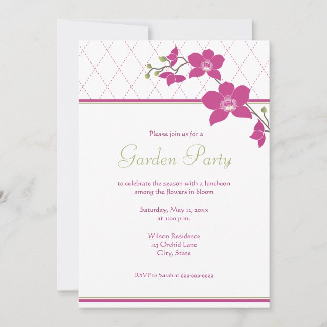 Garden Party Pink Orchid Invitations (Front)