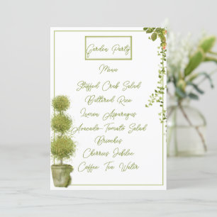 Garden Party Plants and Foliage Flat Menu Card