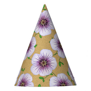 Garden Party Purple Flowers on any Colour Party Hat