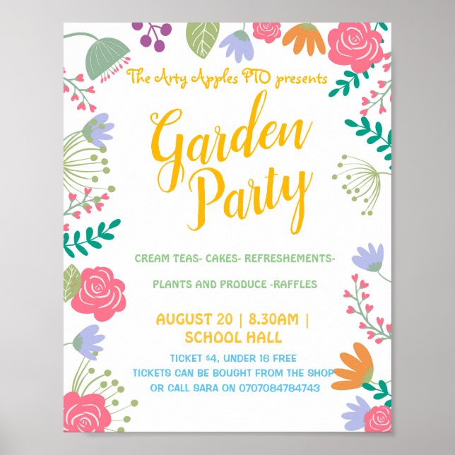 Garden party summer theme poster (Front)