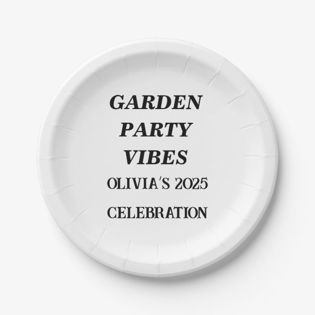 Garden Party Vibes Plates – Custom Name & Year (Front)