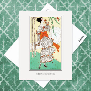 Garden Party Vintage Dammy Fashion Illustration Postcard