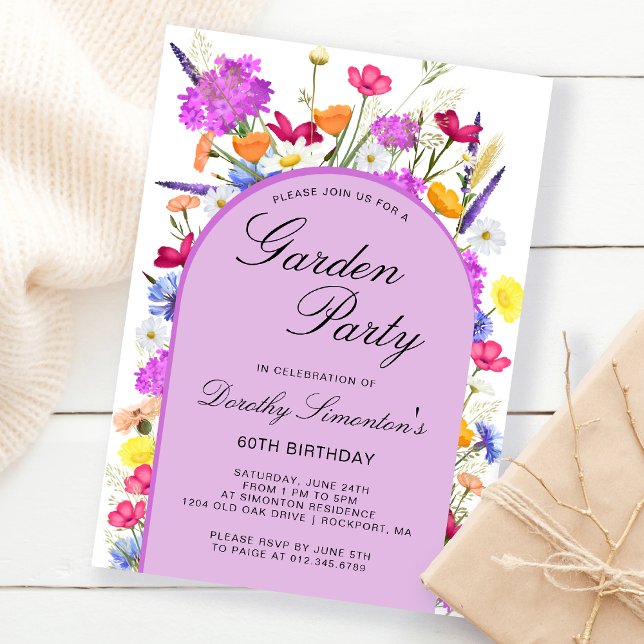 Garden Party Watercolor Wildflower 60th Birthday Invitation (Creator Uploaded)