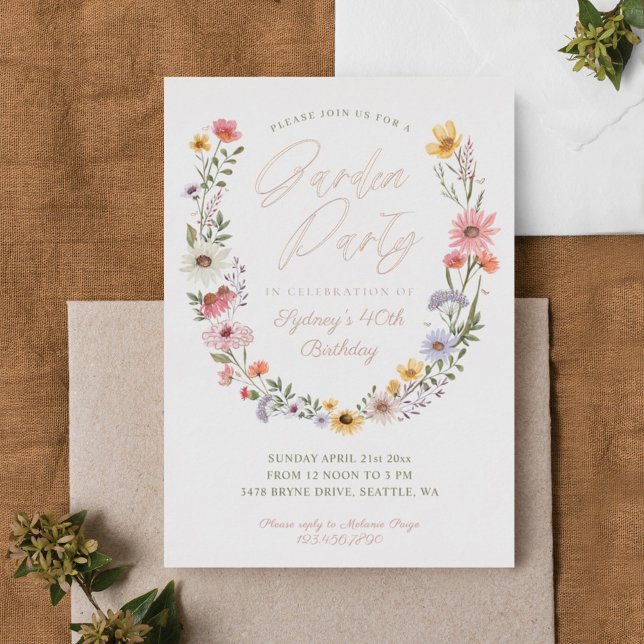 Garden Party Watercolor Wildflower Floral Birthday (Creator Uploaded)