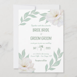 Garden Party Wedding Invite, Gardenias & Greenery  Invitation