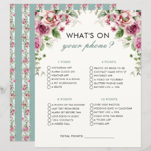 Garden Party What On Your Phone Bridal Shower Game