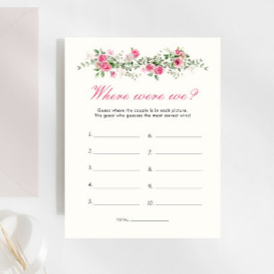 Garden Party Where Were We Pink Bridal Shower Game