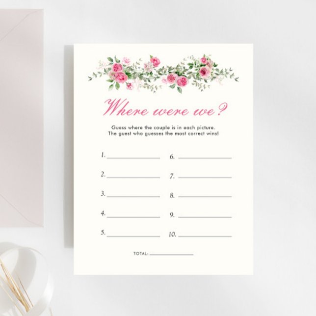 Garden Party Where Were We Pink Bridal Shower Game (Creator Uploaded)